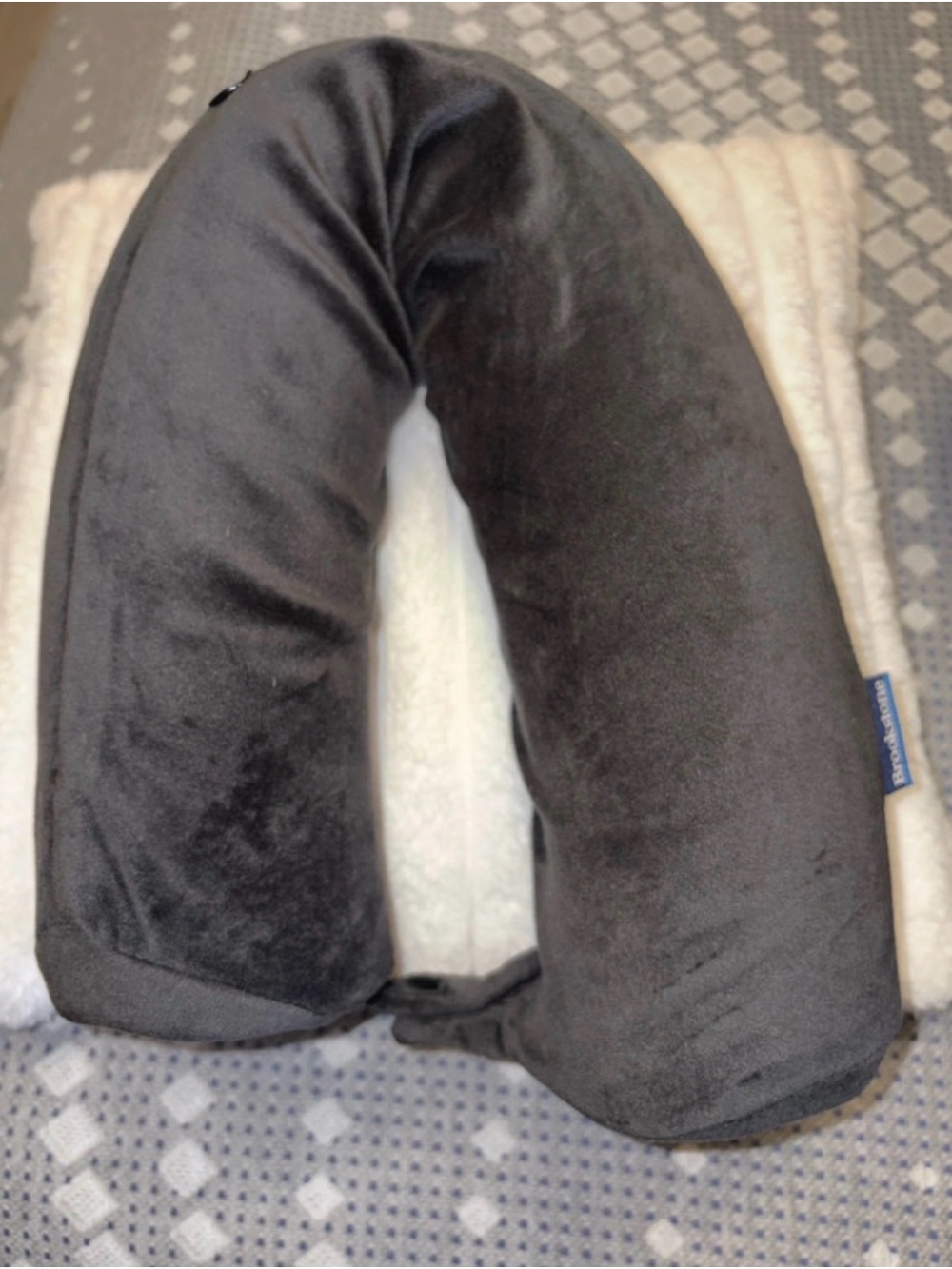 Brookstone Dark Gray Memory Foam Support Adults Travel Neck Pillow